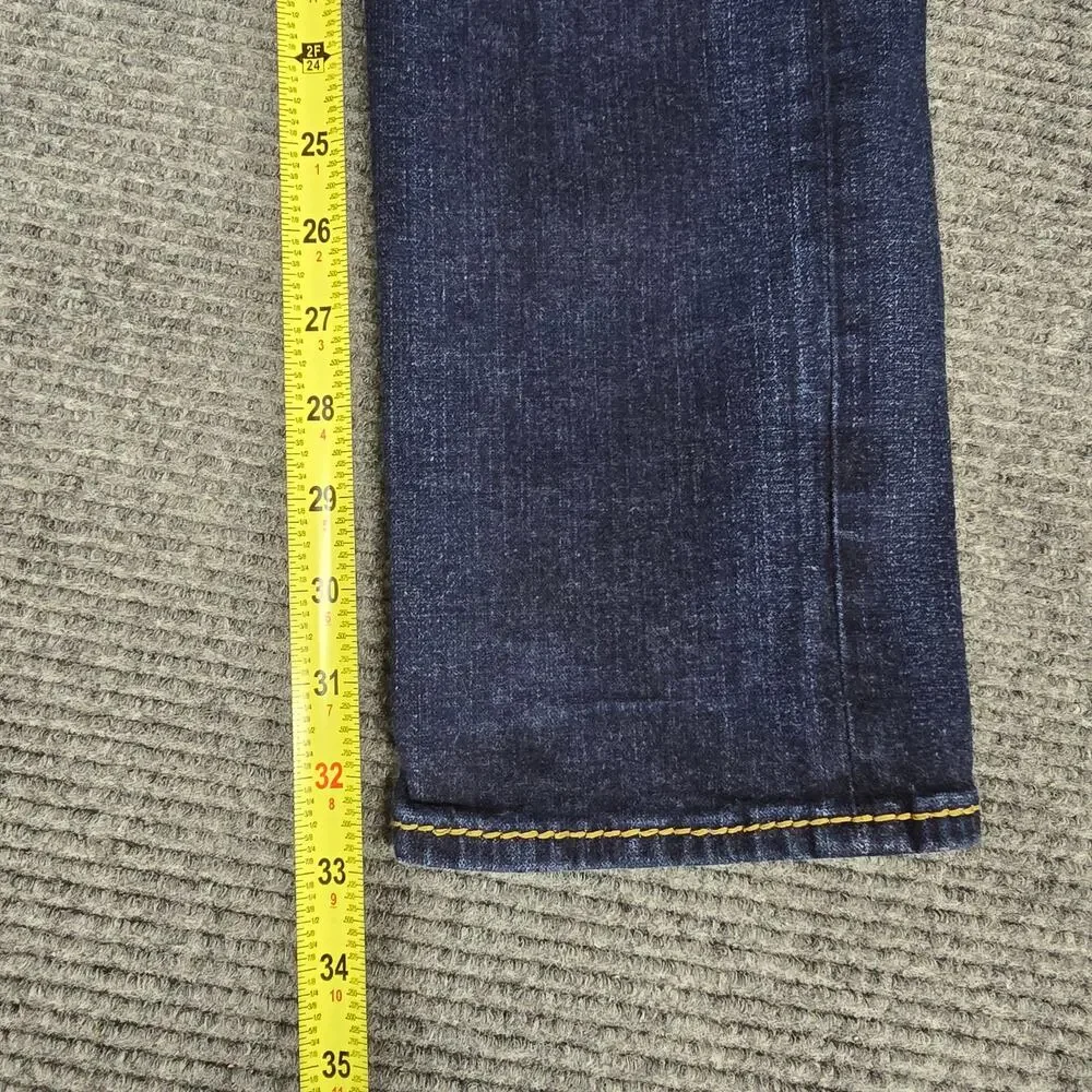 True Religion Jeans Mens 32x33 Slim Flap Big T Dark Wash Red Stitch Denim